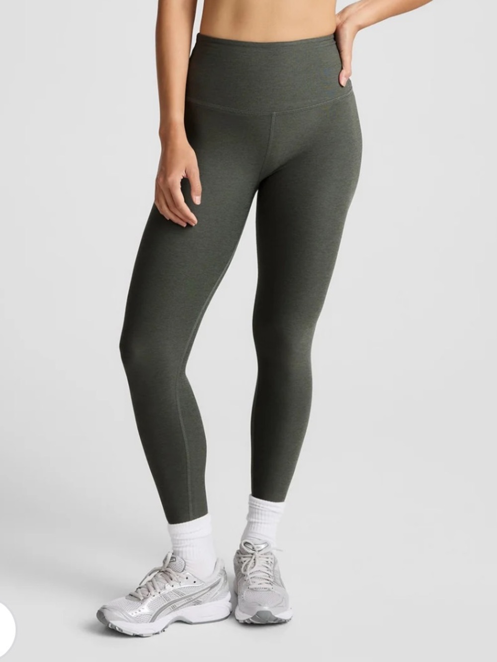 Beyond Yoga caught in the midi high waist space dye dusty forest heather